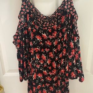 Floral cold shoulder top